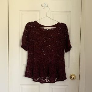 Burgundy LOFT cropped blouse, EUC